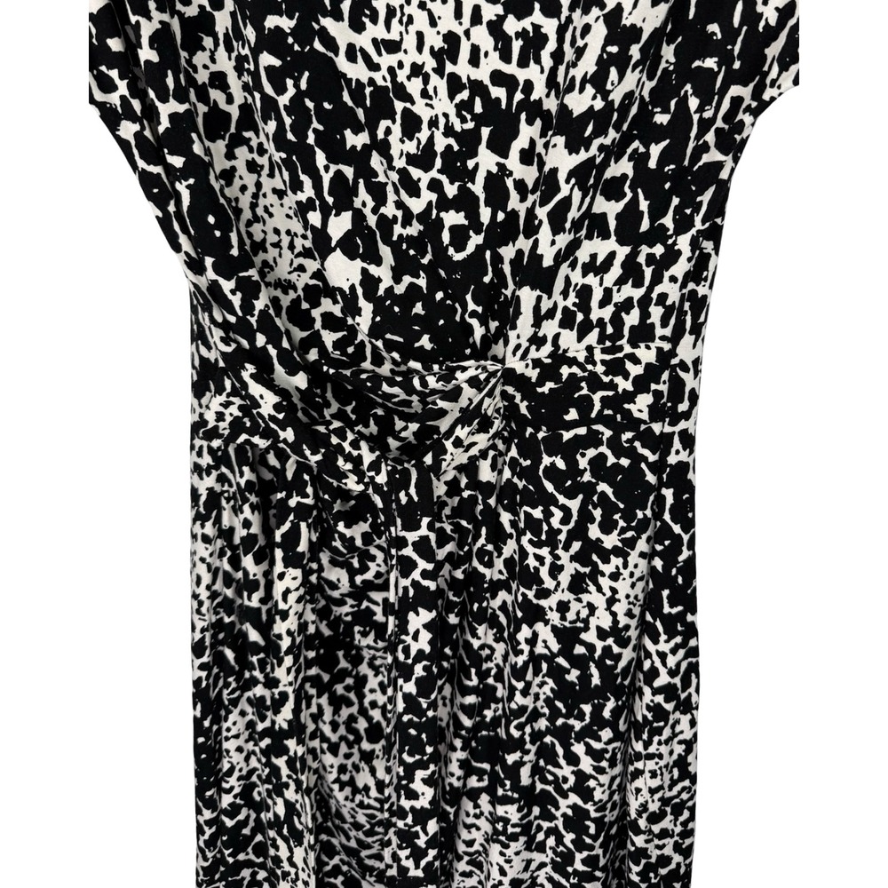 Ann Taylor Womens XS Black White Animal Print Twist Front Sheath Dress NWT - Picture 2 of 6